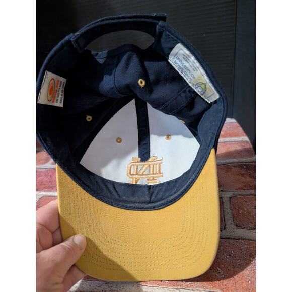 Notre Dame Fighting Irish Hook & Loop Adjustable Hat Blue & Yellow Baseball Hat - Picture 5 of 7